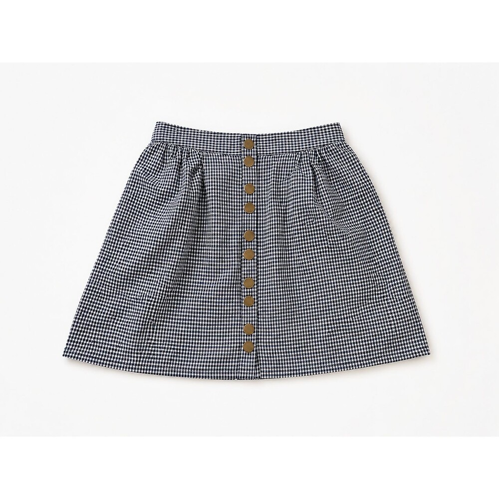 Blue Gingham Cottagecore Mini Skirt Button Front Picnic Prairie Tulle Large NWT